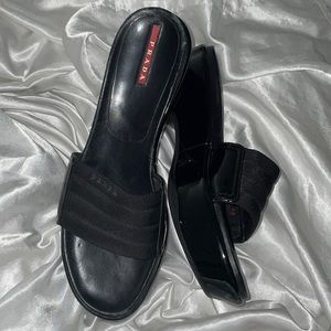 Prada 40 patent leather black platform sandals